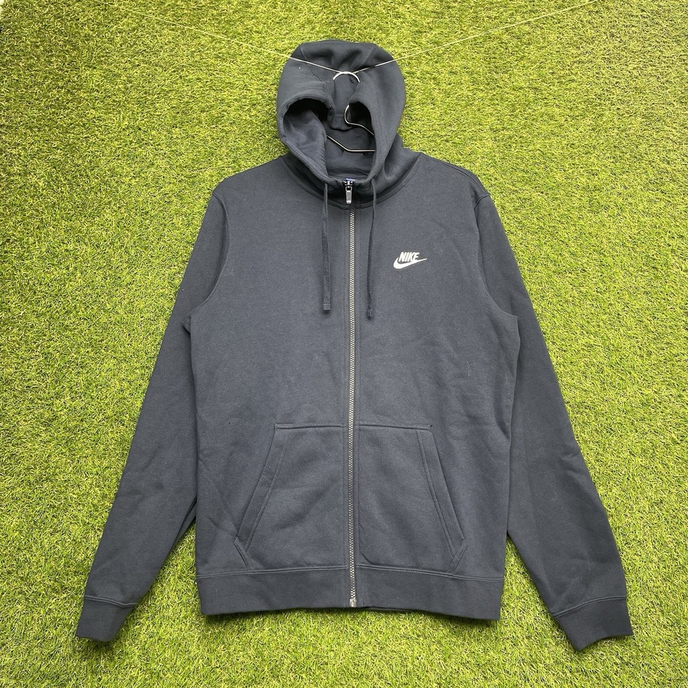 Nike Hoodie Mens Small Full Zip Swoosh Fleece Sweatshirt Zip Up Navy Blue NWOT